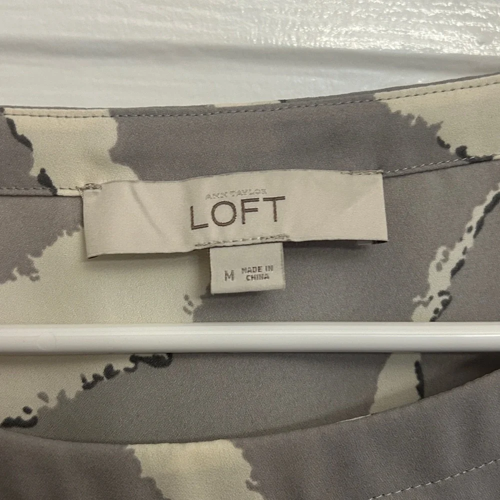 LOFT Zebra Print Blouse in Gray and Cream - Picture 2 of 4